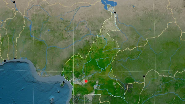 カメルーンは衛星地図上で概説した 行政上の国境及び重商 — ストック写真