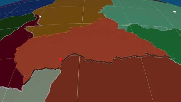 Центральноафриканська Республіка Експонувалася Адміністративній Орфографічній Мапі Столиця Адміністративні Кордони Задоволення — стокове фото