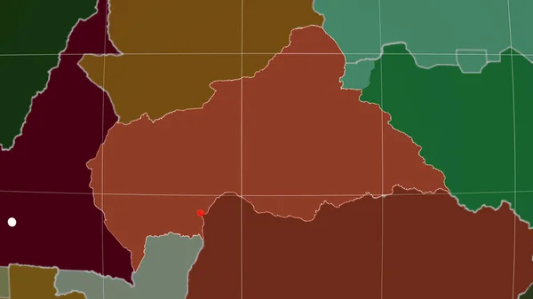 Orta Afrika Cumhuriyeti Idari Ortografik Haritada Ana Hatlarıyla Belirtilmiştir Sermaye — Stok fotoğraf