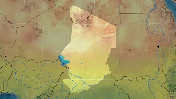 Τσαντ Περιέγραψε Στον Τοπογραφικό Ορθογραφικό Χάρτη Κεφάλαιο Διοικητικά Σύνορα Και — Φωτογραφία Αρχείου