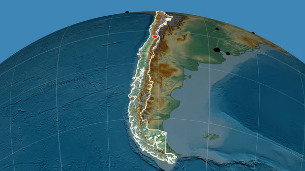 Chile Extrudiu Mapa Ortográfico Alívio Capital Fronteiras Administrativas Gratificação — Fotografia de Stock