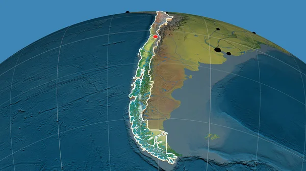 Şili Topografik Ortografik Haritada Yer Aldı Sermaye Idari Sınırlar Memnuniyet — Stok fotoğraf