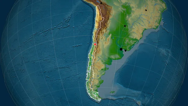 Chile Delineou Mapa Físico Ortográfico Capital Fronteiras Administrativas Gratificação — Fotografia de Stock