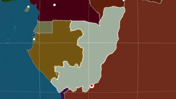 República Congo Delineado Mapa Ortográfico Administrativo Capital Fronteiras Administrativas Gratificação — Fotografia de Stock