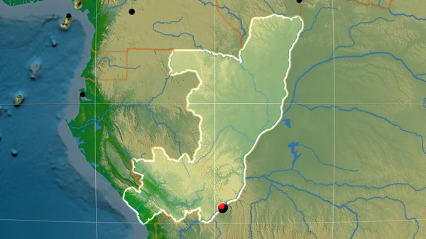 コンゴ共和国は 物理的な正書法地図について概説した 行政上の国境及び重商 — ストック写真