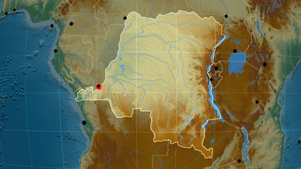 刚果民主共和国在浮雕正字图上做了概述 行政边界和满足E — 图库照片