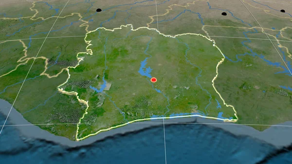 Ακτή Του Ελεφαντοστού Περιγράφεται Στο Δορυφορικό Ορθογραφικό Χάρτη Κεφάλαιο Διοικητικά — Φωτογραφία Αρχείου