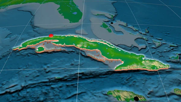 Küba Fiziksel Ortografik Haritada Yer Aldı Sermaye Idari Sınırlar Memnuniyet — Stok fotoğraf
