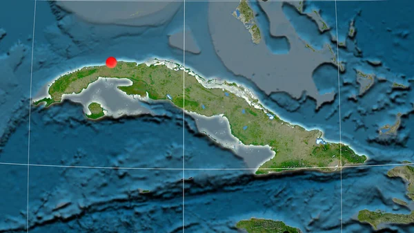 Kuba Zarysowana Mapie Ortograficznej Satelity Kapitał Granice Administracyjne Zaspokojenie Potrzeb — Zdjęcie stockowe