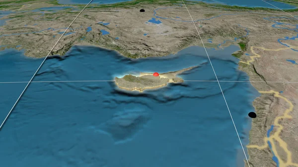 Cipro Estruso Sulla Mappa Ortografica Satellitare Capitale Frontiere Amministrative Graticole — Foto Stock