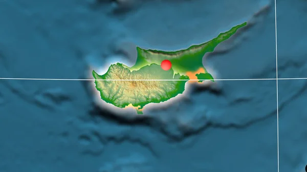 Chipre Describe Mapa Ortográfico Físico Capital Fronteras Administrativas Graticule — Foto de Stock