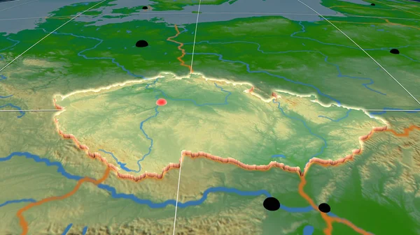 Чешская Республика Экструдировала Физической Орфографической Карте Столица Административные Границы Безвозмездно — стоковое фото