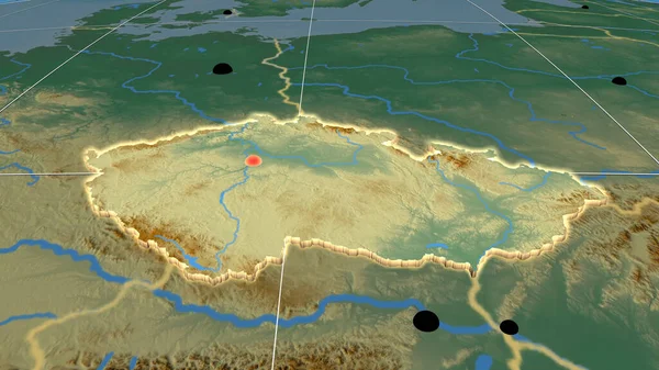 Çek Cumhuriyeti Yardım Ortografik Haritasında Yer Aldı Sermaye Idari Sınırlar — Stok fotoğraf