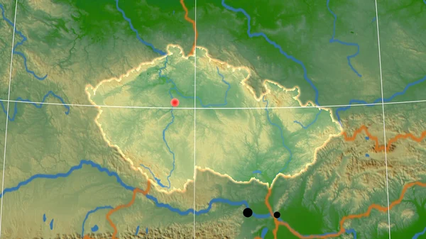 Çek Cumhuriyeti Fiziksel Ortografik Haritada Özetlendi Sermaye Idari Sınırlar Memnuniyet — Stok fotoğraf