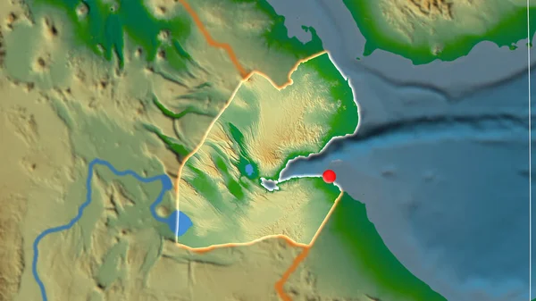 Cibuti Fiziksel Ortografik Haritada Özetlendi Sermaye Idari Sınırlar Memnuniyet — Stok fotoğraf