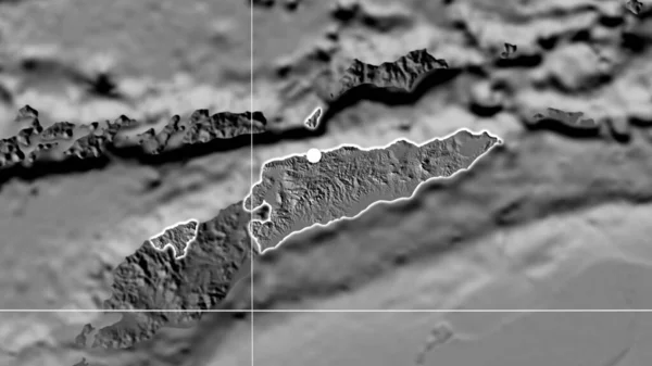 Timor Oriental Esbozado Mapa Ortográfico Bilevel Capital Fronteras Administrativas Graticule — Foto de Stock