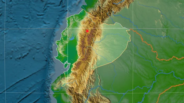 Ecuador Beschreven Fysieke Orthografische Kaart Kapitaal Administratieve Grenzen Graticule — Stockfoto