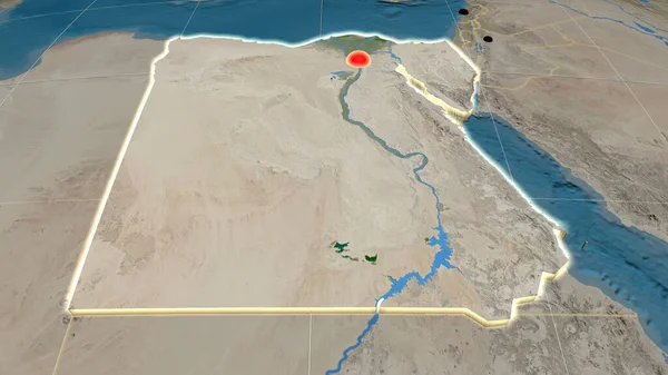Egito Extrudado Mapa Ortográfico Satélite Capital Fronteiras Administrativas Gratificação — Fotografia de Stock