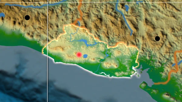 Salvador Fiziksel Ortografik Haritada Ana Hatlarıyla Belirtilmiş Sermaye Idari Sınırlar — Stok fotoğraf