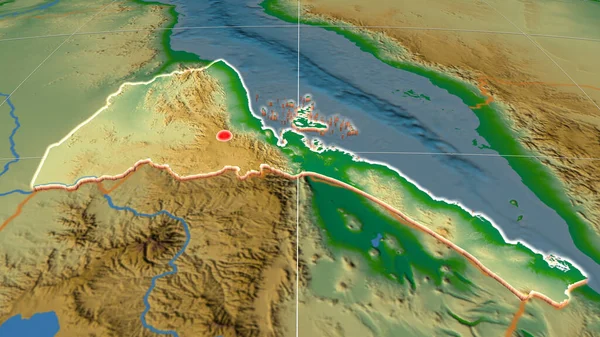 Eritrea Utströdd Den Fysiska Ortografiska Kartan Kapital Administrativa Gränser Och — Stockfoto