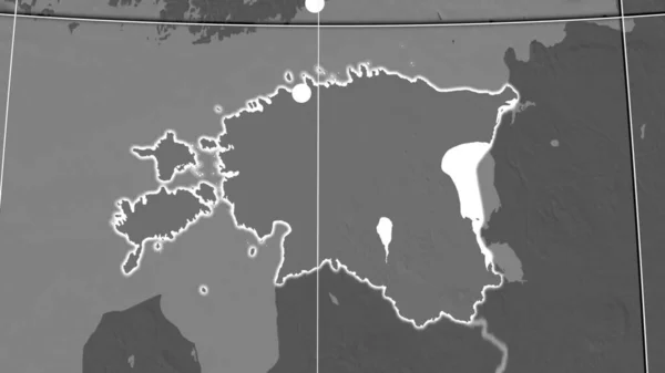 Estland Skizziert Auf Der Orthographischen Karte Auf Zwei Ebenen Kapital — Stockfoto