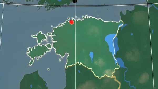 Estonia Menguraikan Peta Relief Ortografi Modal Batas Administratif Dan Gratikule — Stok Foto