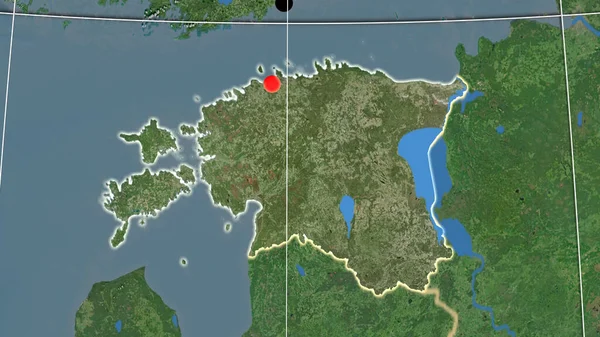 Estland Geschetst Satelliet Orthografische Kaart Kapitaal Administratieve Grenzen Graticule — Stockfoto