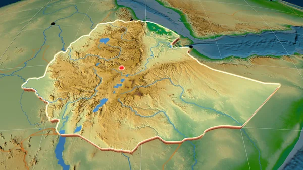 Etiopien Extruderades Den Fysiska Ortografiska Kartan Kapital Administrativa Gränser Och — Stockfoto