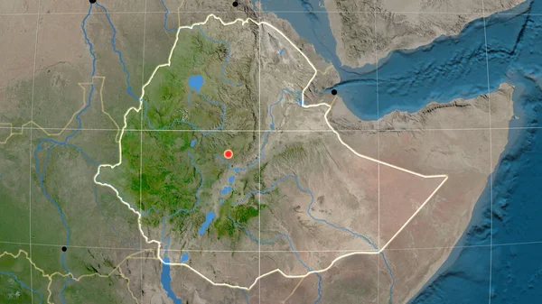 Éthiopie Est Décrite Sur Carte Orthographique Satellite Capital Frontières Administratives — Photo