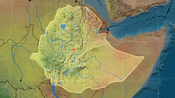 Éthiopie Est Décrite Sur Carte Orthographique Topographique Capital Frontières Administratives — Photo