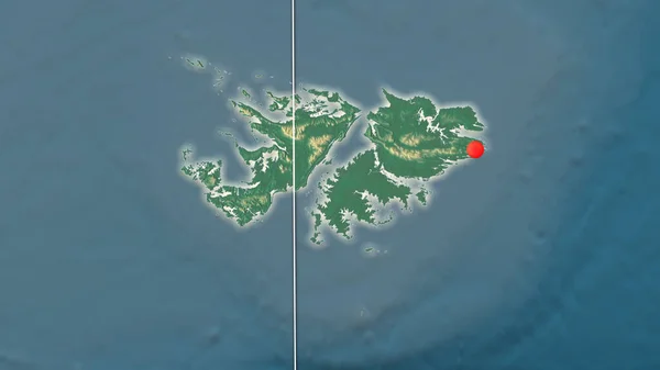 フォークランド諸島は救援正書法の地図で概説した 行政上の国境及び重商 — ストック写真
