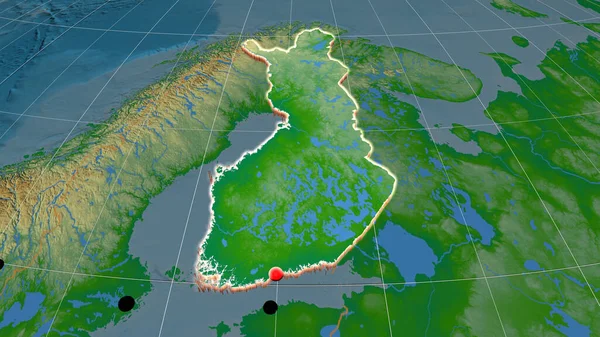 Finlandiya Fiziksel Ortografik Haritada Yer Aldı Sermaye Idari Sınırlar Memnuniyet — Stok fotoğraf