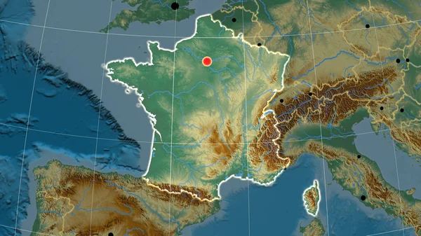 Γαλλία Περιγράφεται Στον Ανάγλυφο Ορθογραφικό Χάρτη Κεφάλαιο Διοικητικά Σύνορα Και — Φωτογραφία Αρχείου