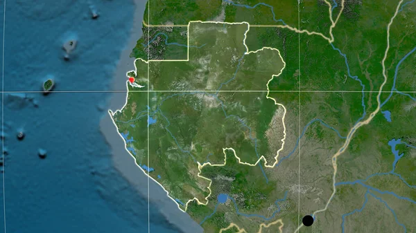 ガボンは衛星地図について概説した 行政上の国境及び重商 — ストック写真
