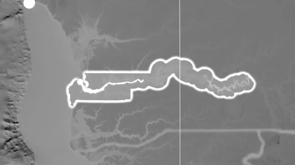 ガンビアはグレースケールの正書法写像について概説した 行政上の国境及び重商 — ストック写真