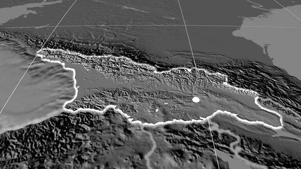 Georgia Extruido Mapa Ortográfico Bilevel Capital Fronteras Administrativas Graticule — Foto de Stock