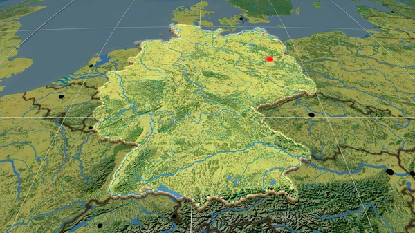 Almanya Topografik Ortografik Haritada Yer Aldı Sermaye Idari Sınırlar Memnuniyet — Stok fotoğraf
