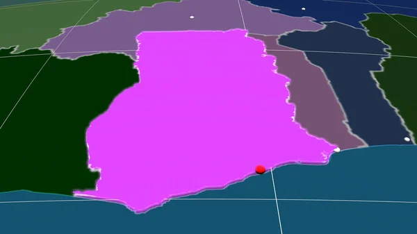 Gana Extrudiu Mapa Ortográfico Administrativo Capital Fronteiras Administrativas Gratificação — Fotografia de Stock