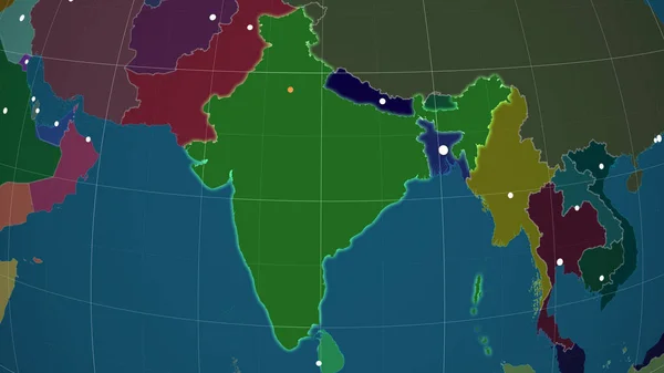 인도는 정서법 지도에 기술되어 경계선 — 스톡 사진