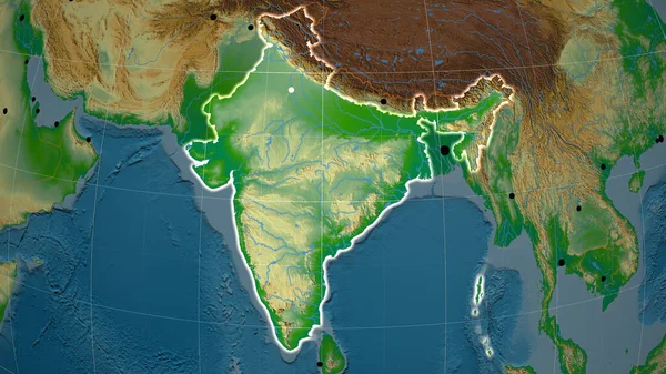 Ινδία Περιγράφεται Στο Φυσικό Ορθογραφικό Χάρτη Κεφάλαιο Διοικητικά Σύνορα Και — Φωτογραφία Αρχείου