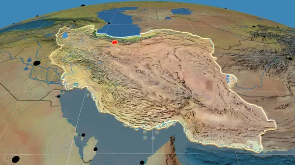伊朗在地形图上被挤压了出来 行政边界和满足E — 图库照片