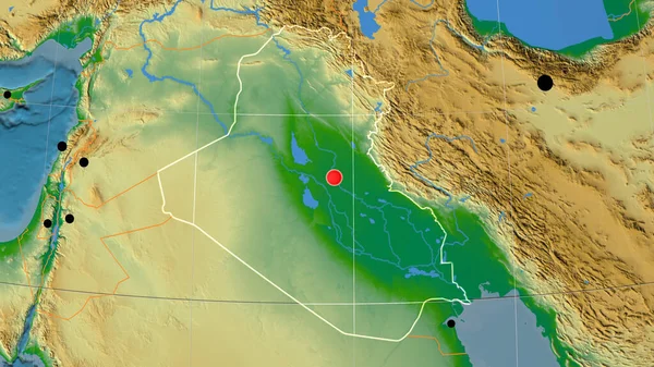 Irak Fiziksel Ortografik Haritada Ana Hatlarıyla Belirtilmiş Sermaye Idari Sınırlar — Stok fotoğraf