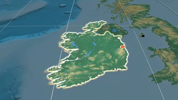 Irlanda Extrudiu Mapa Ortográfico Alívio Capital Fronteiras Administrativas Gratificação — Fotografia de Stock