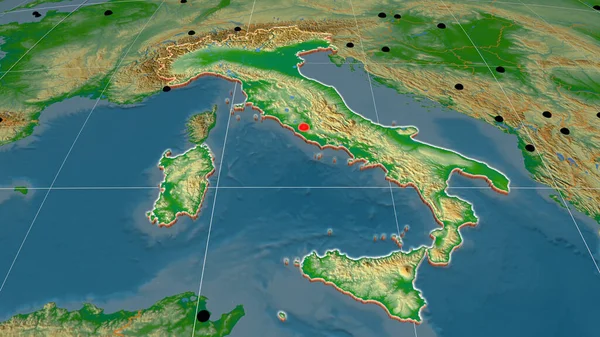 Ιταλία Εξωθείται Στο Φυσικό Ορθογραφικό Χάρτη Κεφάλαιο Διοικητικά Σύνορα Και — Φωτογραφία Αρχείου