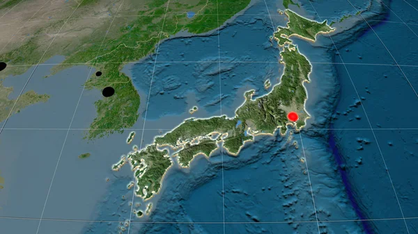 Japon Extrudé Sur Carte Orthographique Satellite Capital Frontières Administratives Gratifications — Photo