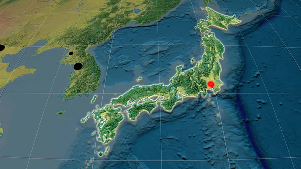 日本は地形図上で押出した 行政上の国境及び重商 — ストック写真