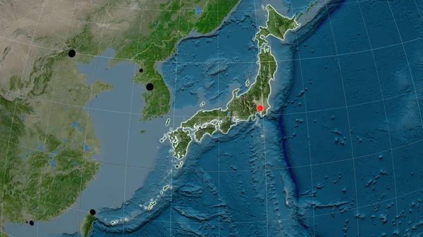 Japon Décrit Sur Carte Orthographique Satellite Capital Frontières Administratives Gratifications — Photo