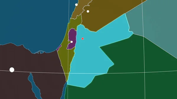 Jordan Delineou Mapa Ortográfico Administrativo Capital Fronteiras Administrativas Gratificação — Fotografia de Stock