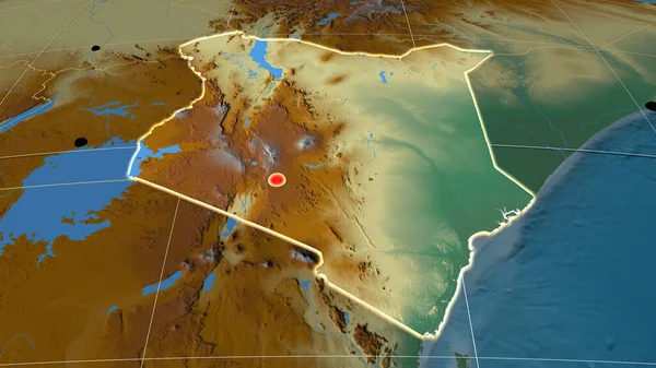 Kenya Rahatlama Ortografik Haritasında Yer Aldı Sermaye Idari Sınırlar Memnuniyet — Stok fotoğraf