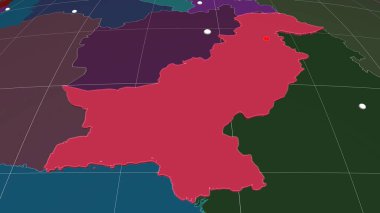 Pakistan idari ortografik haritada yer aldı. Sermaye, idari sınırlar ve memnuniyet